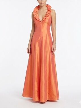 Vintage Y2K Jessica McClintock Gunne Sax Shimmer Ruffle Halter Maxi Dress Sz 5